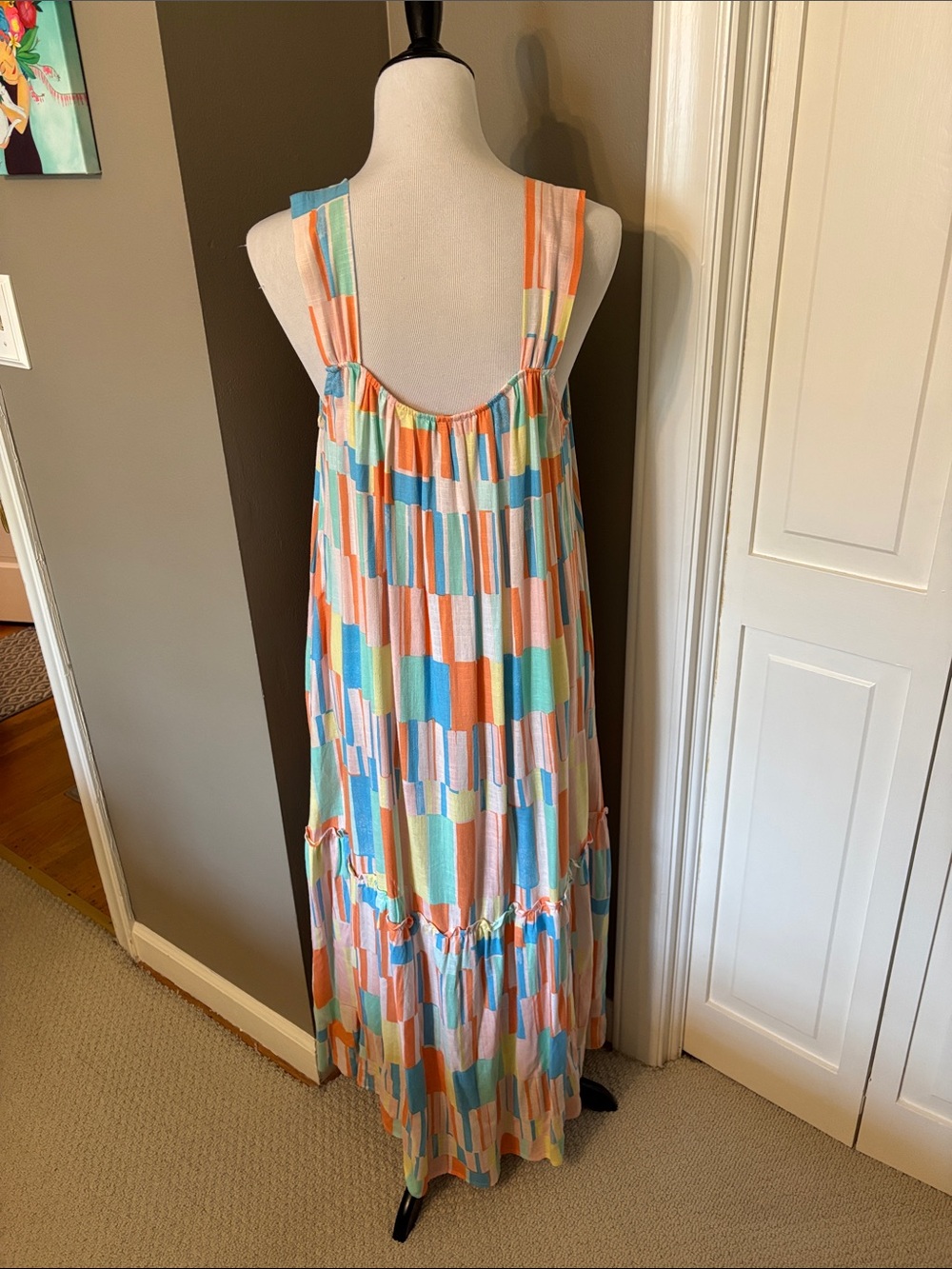 Wonderly Multicolor Pastel Block Print Maxi Dress - Picture 4 of 4